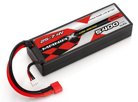 ManiaX Standard HC Lipo Battery 2S-7.4V 5400mAh 60C for RC Cars